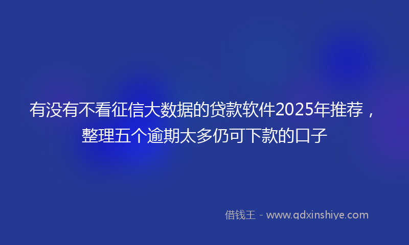 有没有不看征信大数据的贷款软件2025年推荐，整理五个逾期太多仍可下款的口子