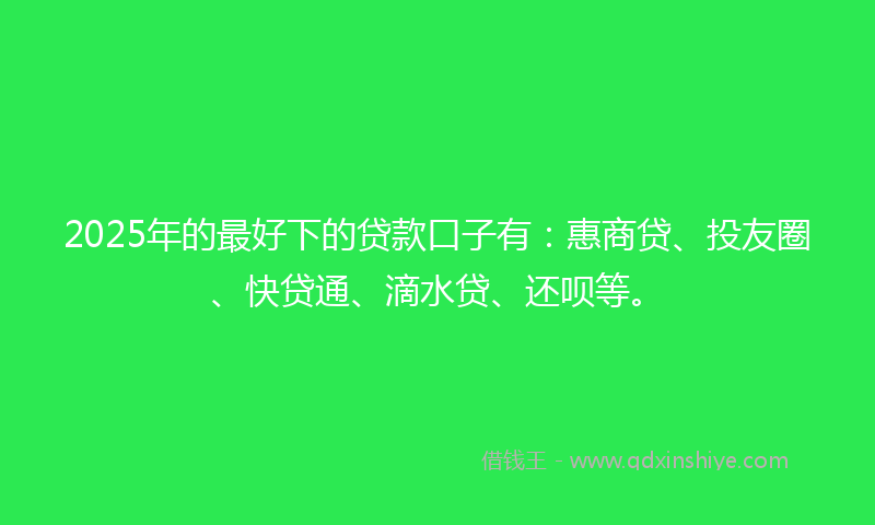 2025年的最好下的贷款口子有：惠商贷、投友圈、快贷通、滴水贷、还呗等。