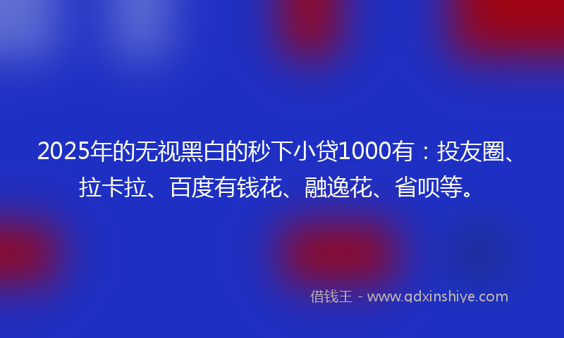 2025年的无视黑白的秒下小贷1000有：投友圈、拉卡拉、百度有钱花、融逸花、省呗等。