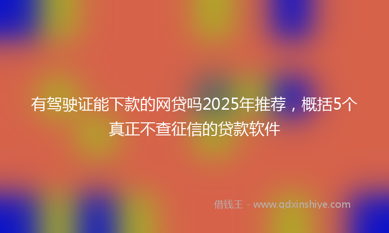 有驾驶证能下款的网贷吗2025年推荐，概括5个真正不查征信的贷款软件
