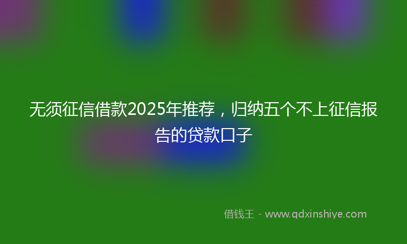 无须征信借款2025年推荐，归纳五个不上征信报告的贷款口子