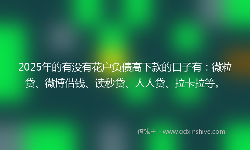 2025年的有没有花户负债高下款的口子有：微粒贷、微博借钱、读秒贷、人人贷、拉卡拉等。