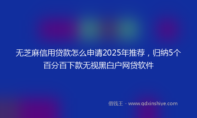 无芝麻信用贷款怎么申请2025年推荐，归纳5个百分百下款无视黑白户网贷软件