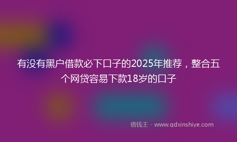 有没有黑户借款必下口子的2025年推荐，整合五个网贷容易下款18岁的口子