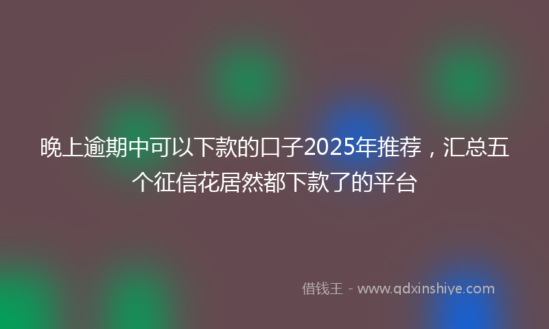 晚上逾期中可以下款的口子2025年推荐，汇总五个征信花居然都下款了的平台