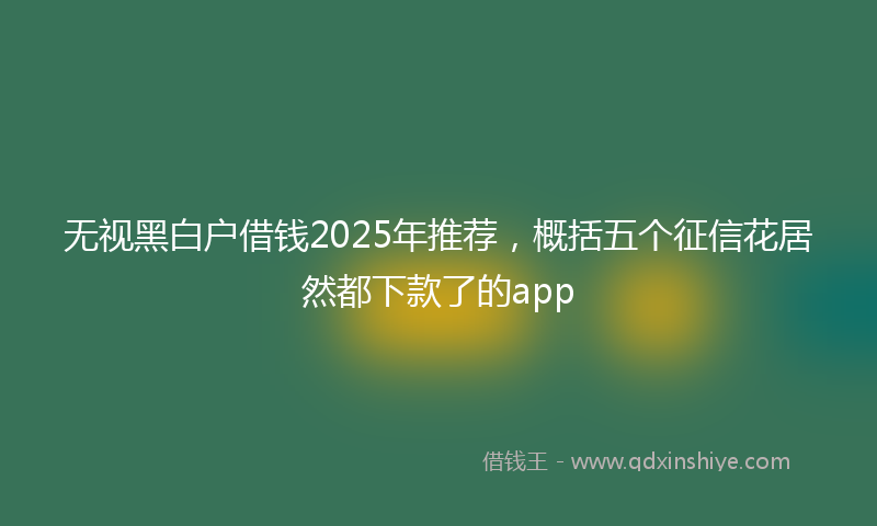 无视黑白户借钱2025年推荐，概括五个征信花居然都下款了的app