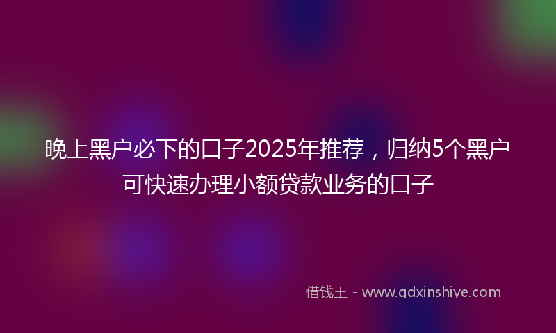 晚上黑户必下的口子2025年推荐，归纳5个黑户可快速办理小额贷款业务的口子