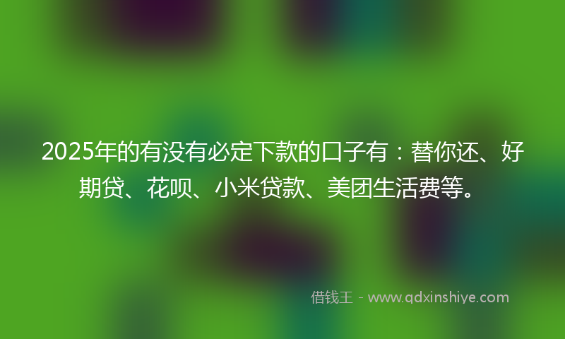 2025年的有没有必定下款的口子有：替你还、好期贷、花呗、小米贷款、美团生活费等。