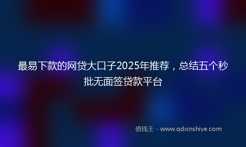 最易下款的网贷大口子2025年推荐，总结五个秒批无面签贷款平台