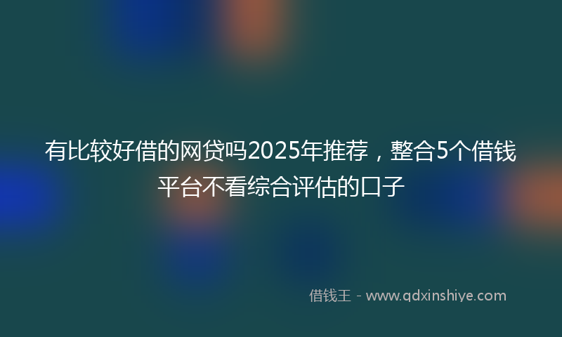 有比较好借的网贷吗2025年推荐，整合5个借钱平台不看综合评估的口子