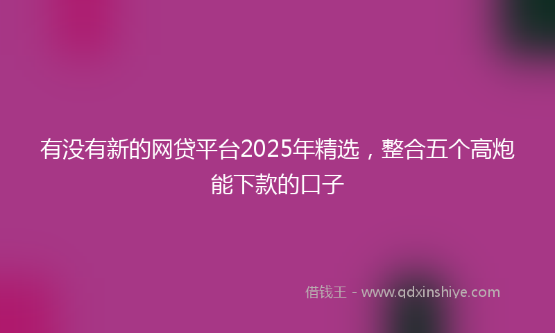 有没有新的网贷平台2025年精选，整合五个高炮能下款的口子