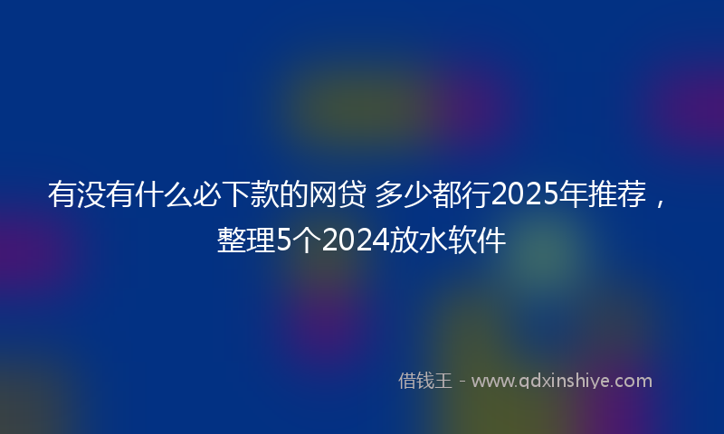 有没有什么必下款的网贷 多少都行2025年推荐，整理5个2024放水软件