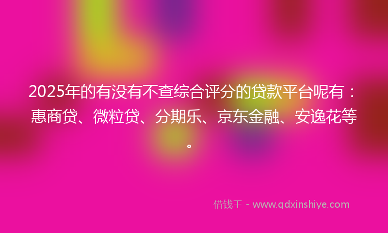 2025年的有没有不查综合评分的贷款平台呢有：惠商贷、微粒贷、分期乐、京东金融、安逸花等。