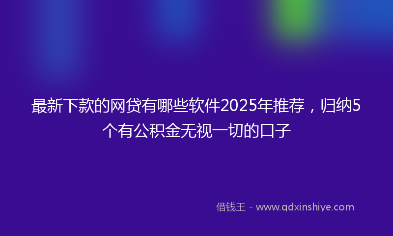 最新下款的网贷有哪些软件2025年推荐，归纳5个有公积金无视一切的口子