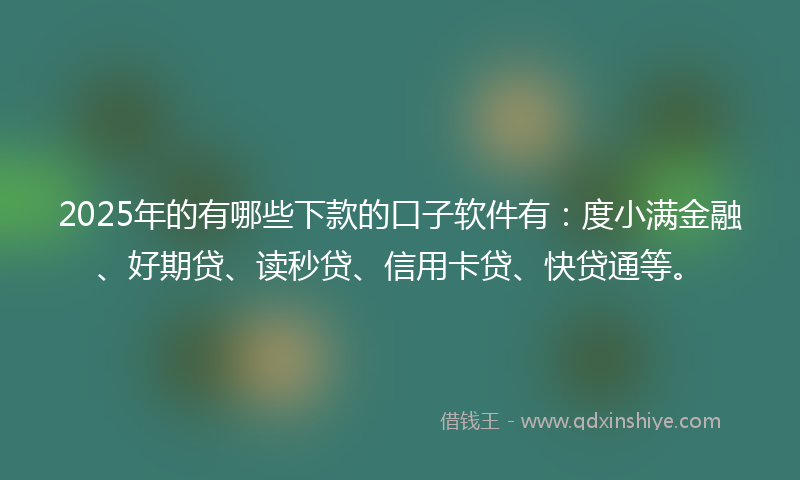 2025年的有哪些下款的口子软件有：度小满金融、好期贷、读秒贷、信用卡贷、快贷通等。