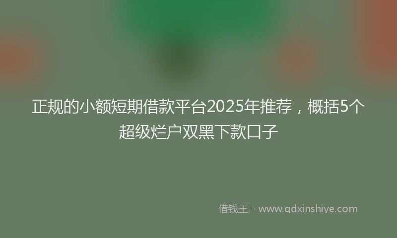 正规的小额短期借款平台2025年推荐，概括5个超级烂户双黑下款口子