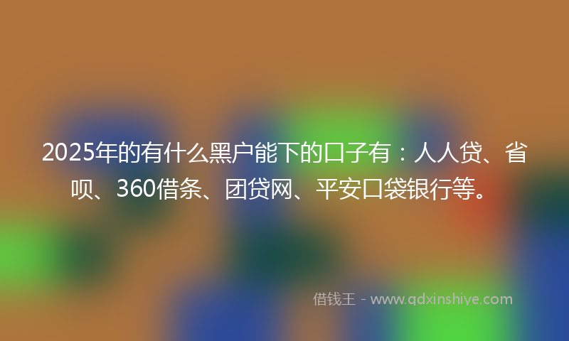 2025年的有什么黑户能下的口子有：人人贷、省呗、360借条、团贷网、平安口袋银行等。