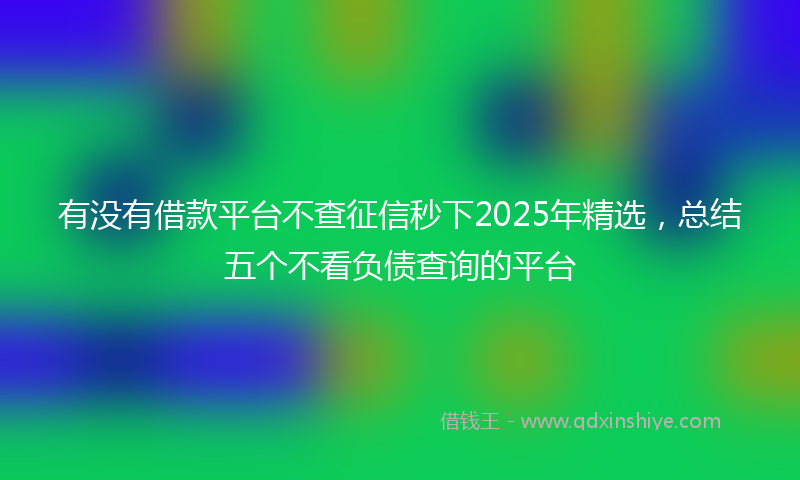 有没有借款平台不查征信秒下2025年精选，总结五个不看负债查询的平台