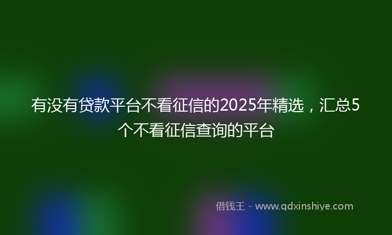 有没有贷款平台不看征信的2025年精选，汇总5个不看征信查询的平台