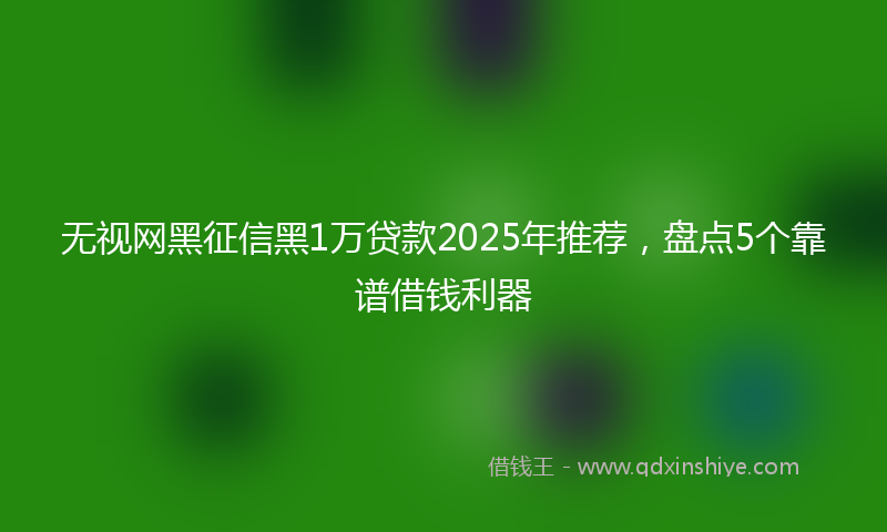 无视网黑征信黑1万贷款2025年推荐，盘点5个靠谱借钱利器