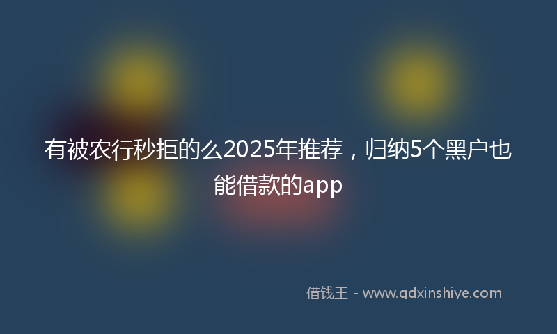 有被农行秒拒的么2025年推荐，归纳5个黑户也能借款的app
