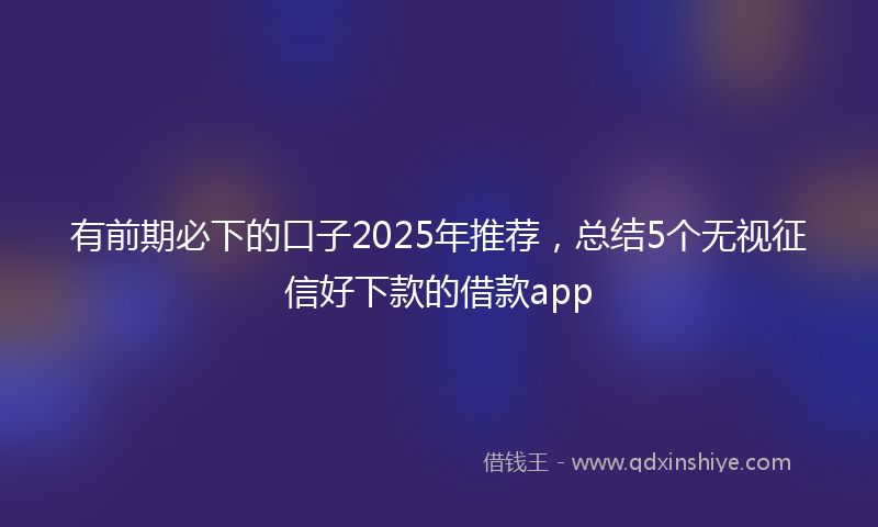有前期必下的口子2025年推荐，总结5个无视征信好下款的借款app