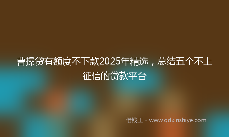 曹操贷有额度不下款2025年精选，总结五个不上征信的贷款平台