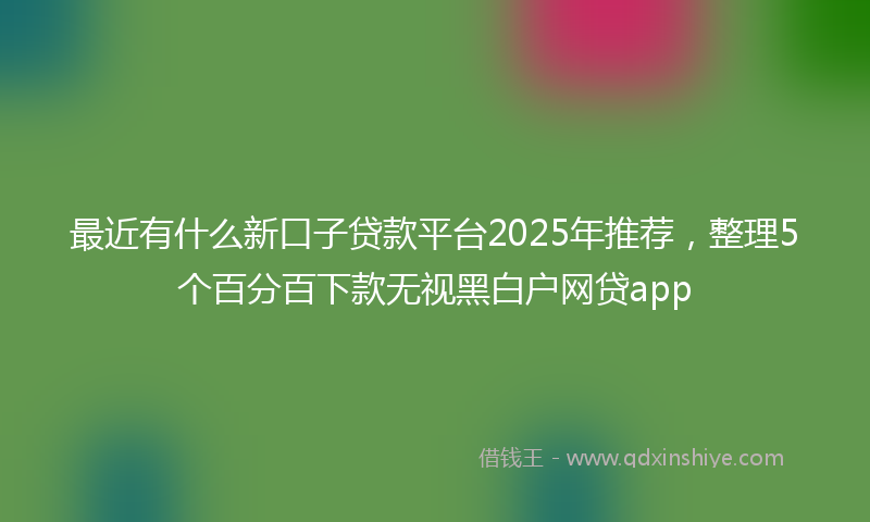 最近有什么新口子贷款平台2025年推荐，整理5个百分百下款无视黑白户网贷app