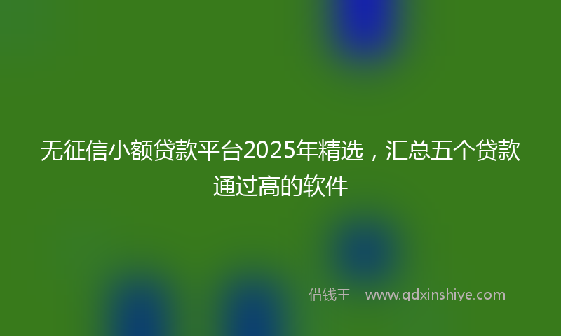 无征信小额贷款平台2025年精选，汇总五个贷款通过高的软件