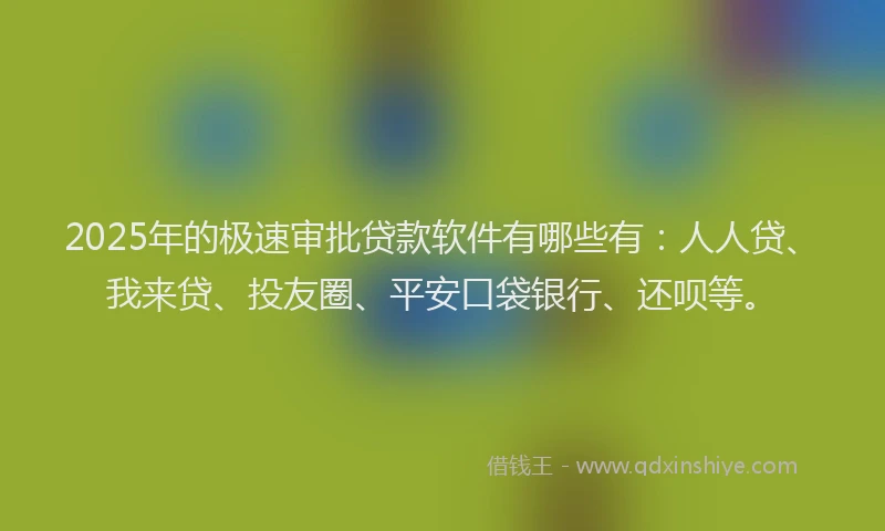 2025年的极速审批贷款软件有哪些有：人人贷、我来贷、投友圈、平安口袋银行、还呗等。