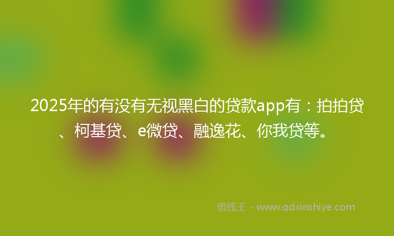 2025年的有没有无视黑白的贷款app有：拍拍贷、柯基贷、e微贷、融逸花、你我贷等。