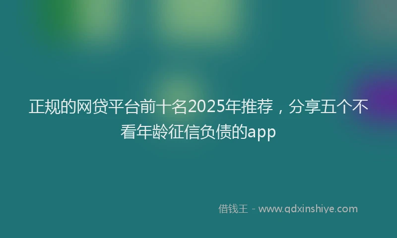 正规的网贷平台前十名2025年推荐，分享五个不看年龄征信负债的app