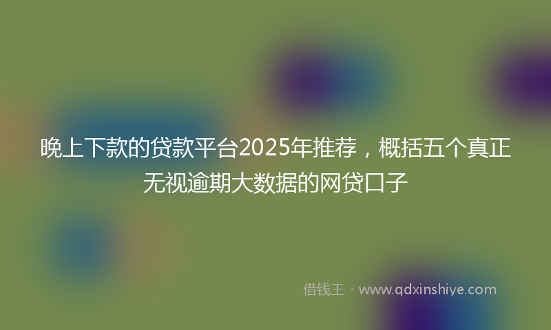 晚上下款的贷款平台2025年推荐，概括五个真正无视逾期大数据的网贷口子