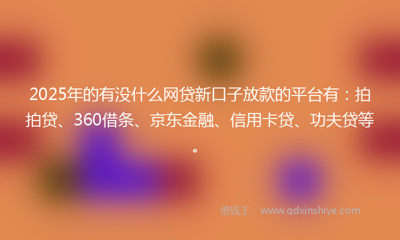 2025年的有没什么网贷新口子放款的平台有：拍拍贷、360借条、京东金融、信用卡贷、功夫贷等。