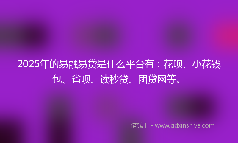 2025年的易融易贷是什么平台有：花呗、小花钱包、省呗、读秒贷、团贷网等。