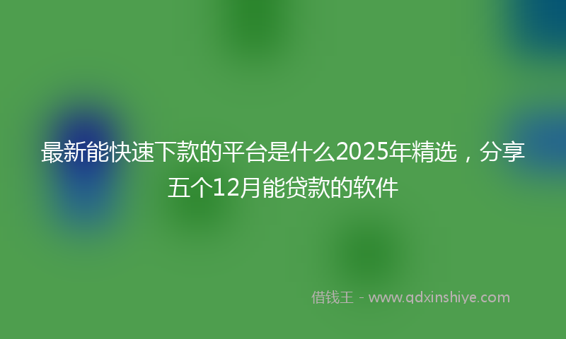 最新能快速下款的平台是什么2025年精选，分享五个12月能贷款的软件