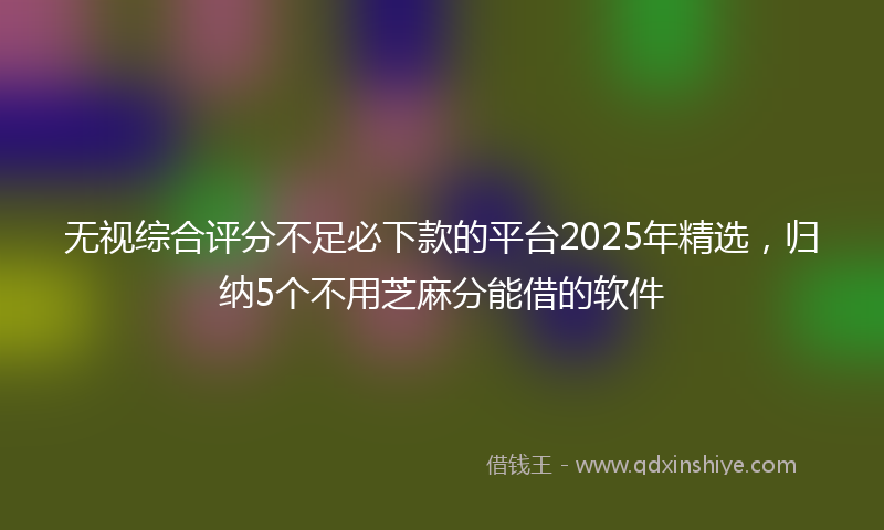 无视综合评分不足必下款的平台2025年精选，归纳5个不用芝麻分能借的软件