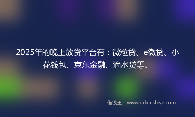 2025年的晚上放贷平台有：微粒贷、e微贷、小花钱包、京东金融、滴水贷等。