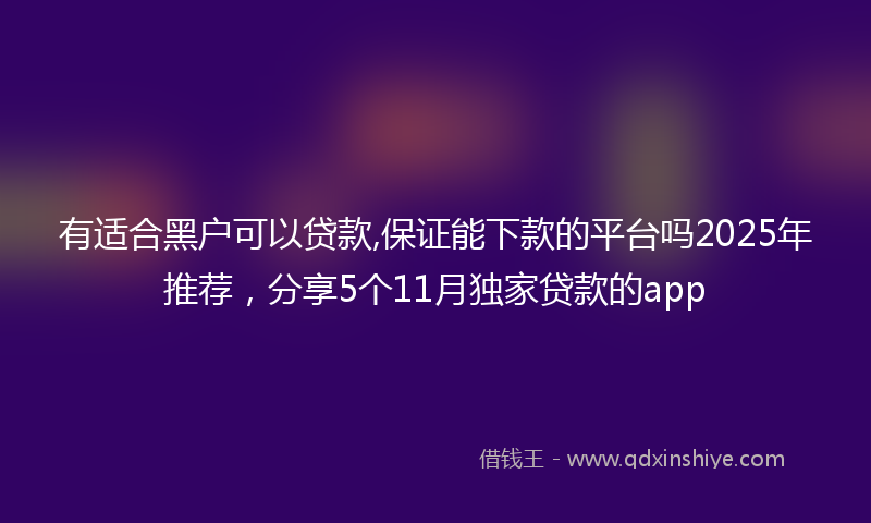 有适合黑户可以贷款,保证能下款的平台吗2025年推荐，分享5个11月独家贷款的app