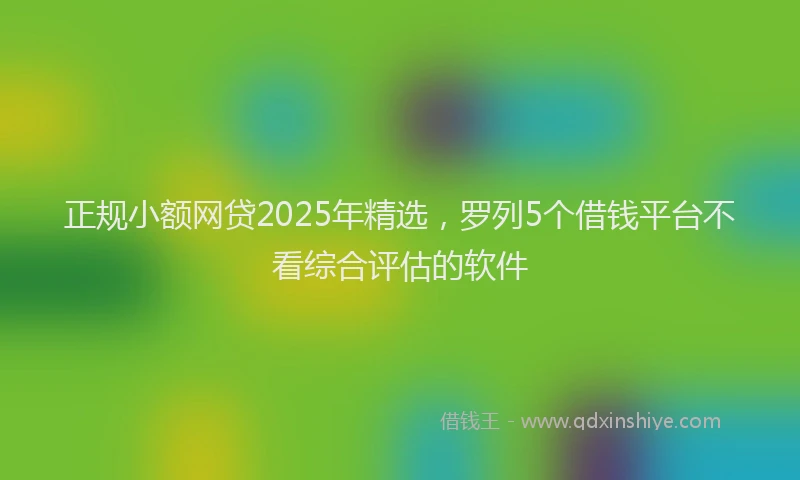 正规小额网贷2025年精选，罗列5个借钱平台不看综合评估的软件