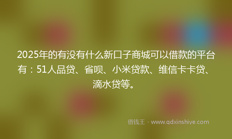2025年的有没有什么新口子商城可以借款的平台有：51人品贷、省呗、小米贷款、维信卡卡贷、滴水贷等。