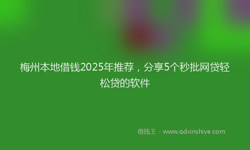 梅州本地借钱2025年推荐，分享5个秒批网贷轻松贷的软件
