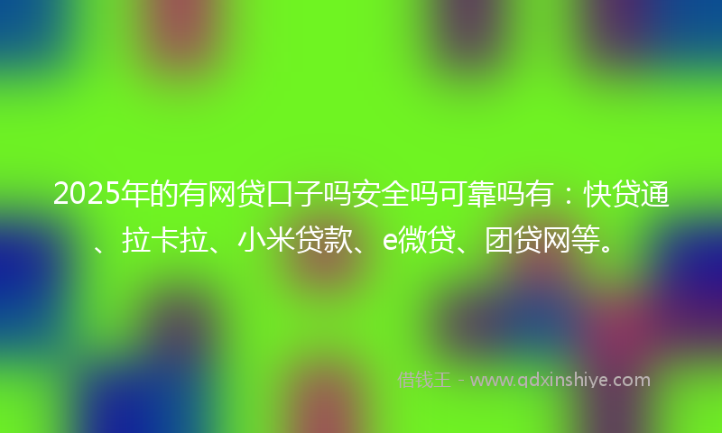 2025年的有网贷口子吗安全吗可靠吗有：快贷通、拉卡拉、小米贷款、e微贷、团贷网等。