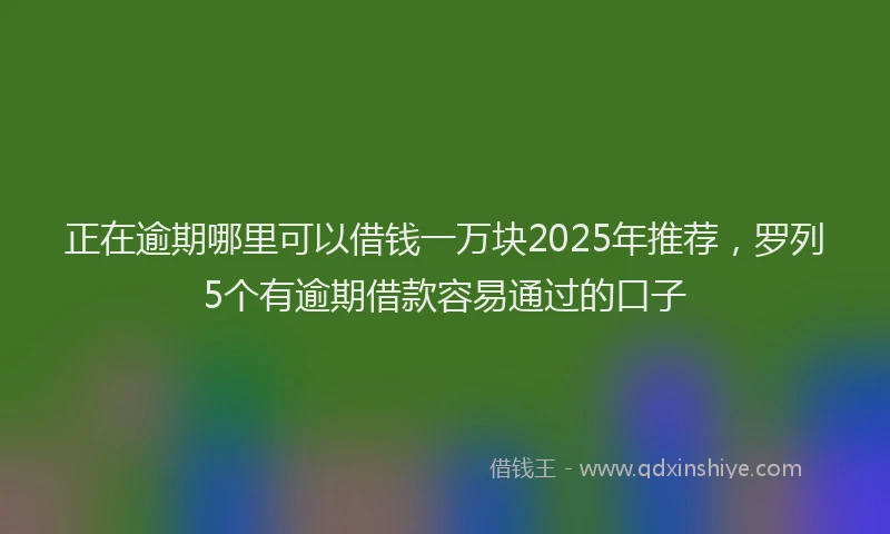 正在逾期哪里可以借钱一万块2025年推荐，罗列5个有逾期借款容易通过的口子