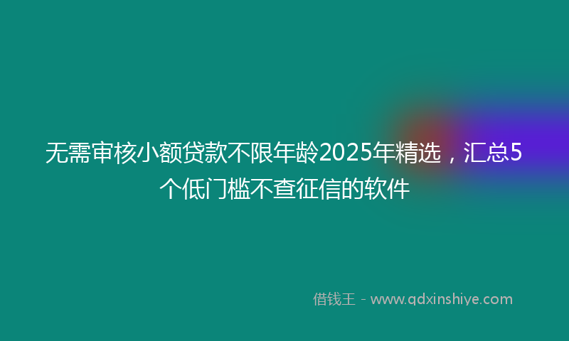 无需审核小额贷款不限年龄2025年精选，汇总5个低门槛不查征信的软件