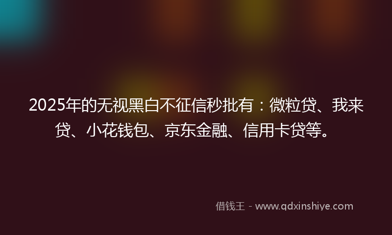 2025年的无视黑白不征信秒批有：微粒贷、我来贷、小花钱包、京东金融、信用卡贷等。