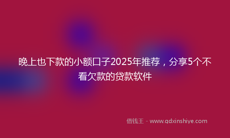 晚上也下款的小额口子2025年推荐，分享5个不看欠款的贷款软件