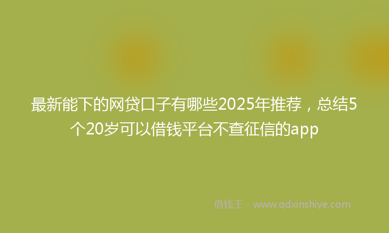 最新能下的网贷口子有哪些2025年推荐，总结5个20岁可以借钱平台不查征信的app