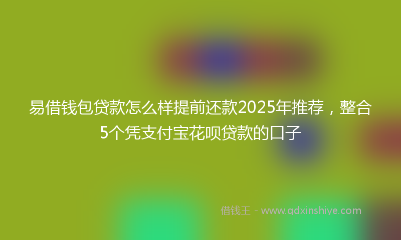 易借钱包贷款怎么样提前还款2025年推荐，整合5个凭支付宝花呗贷款的口子