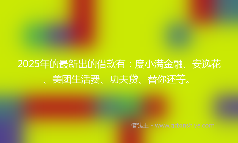 2025年的最新出的借款有：度小满金融、安逸花、美团生活费、功夫贷、替你还等。